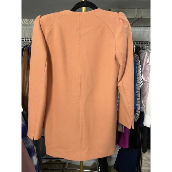 Zara Blazer Jacket Long Zip-Up Orange Sz Small - Picture 3 of 3